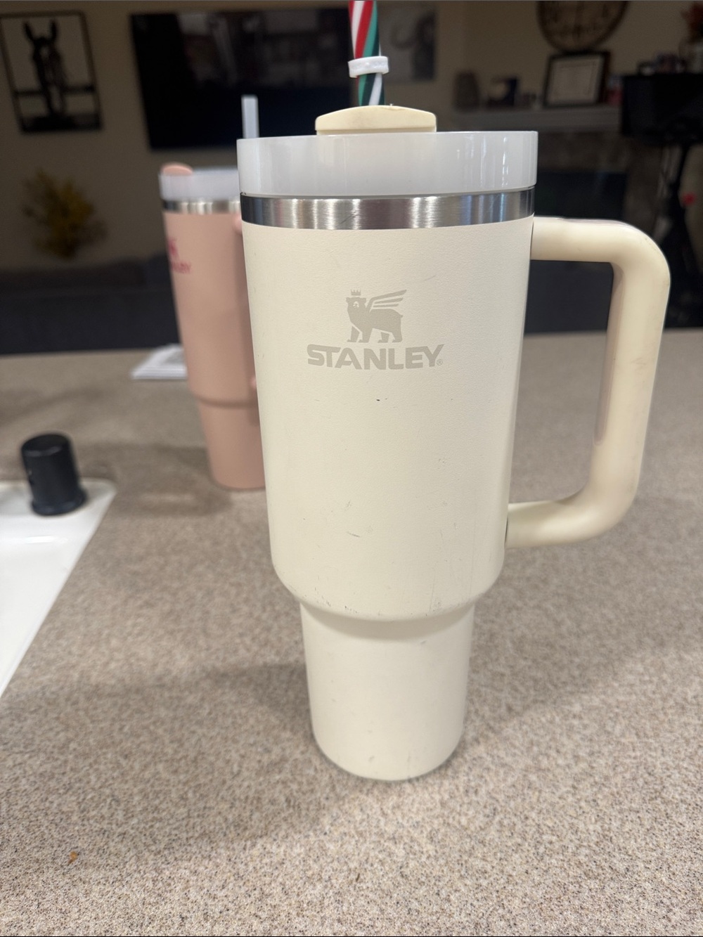 Stanley Cream Insulated Travel Mug with Handle